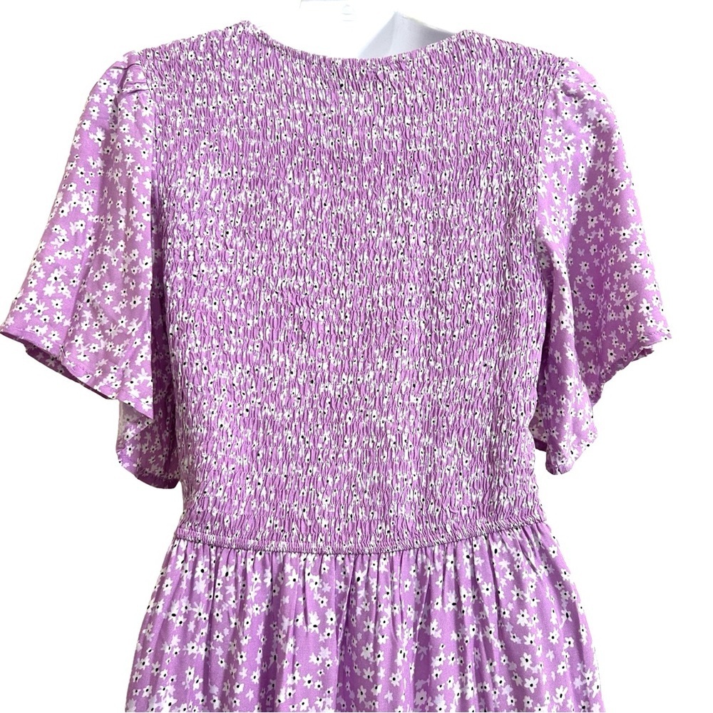 Zesica women’s floral print, flutter sleeve, lavender Maxi dress size S - Picture 3 of 9